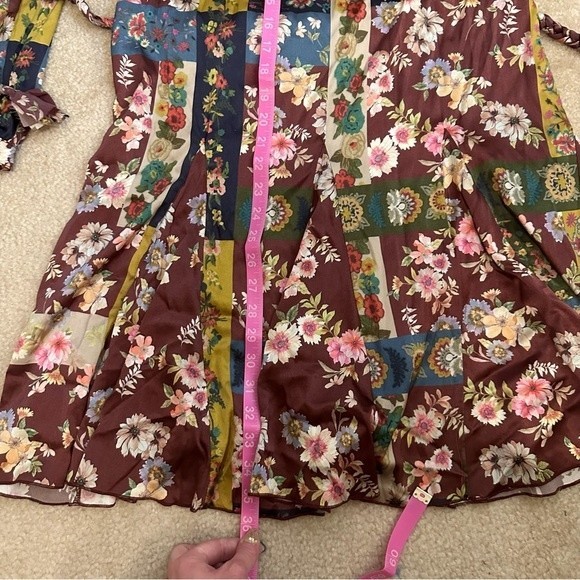 NWT Johnny Was Laurie Pippa Silk Patchwork Floral Burgundy Braid Belt Mini Dress - Picture 12 of 16